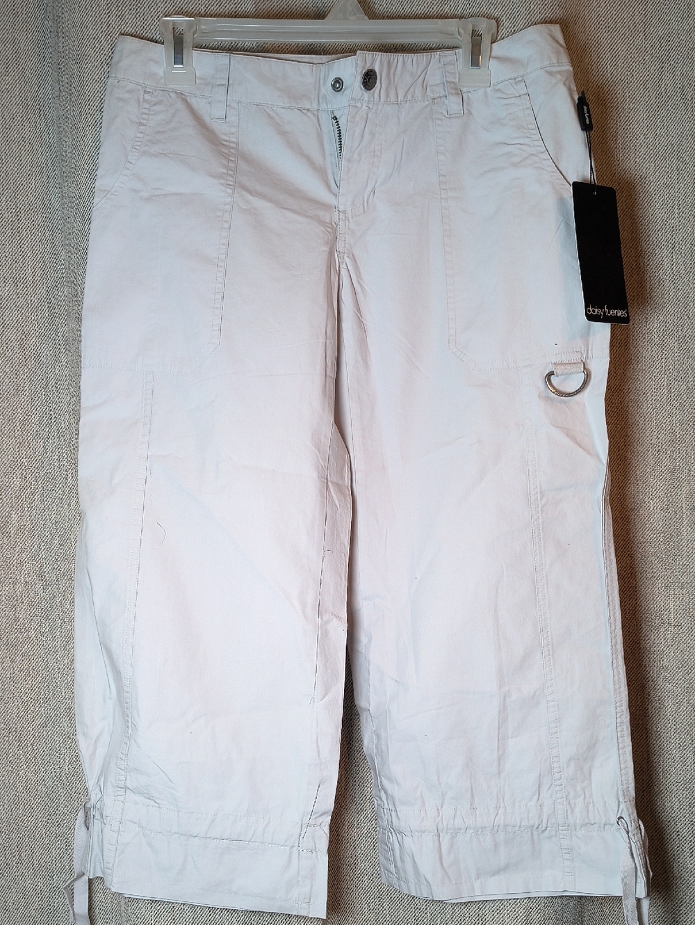 Daisy Fuentes Beige Women's Cargo Capris with Utility Ring